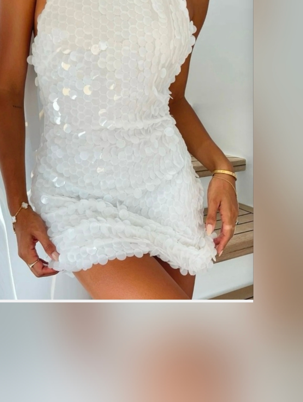 12th Tribe White Sequin Halter Mini Dress NWT